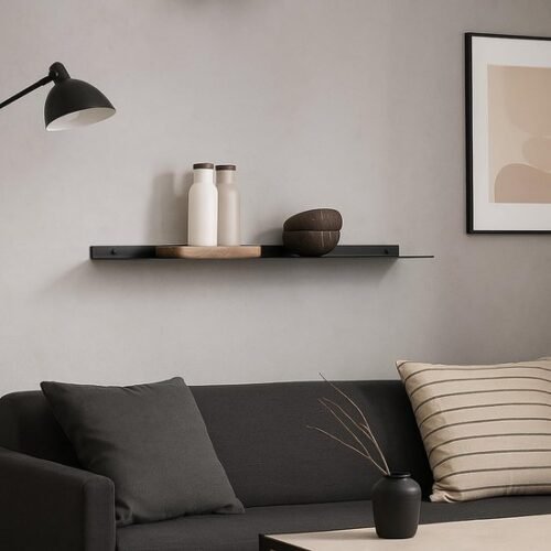 Unyqoos® Stijlvol zwart metalen wandrek voor veelzijdig gebruik in huis of kantoor