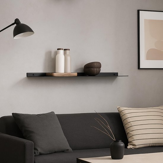 Unyqoos® Stijlvol zwart metalen wandrek voor veelzijdig gebruik in huis of kantoor