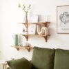 Unyqoos® Decoratieve zwevende wandplank van eikenhout met stevige houders voor elke ruimte
