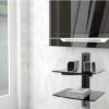 Unyqoos® Dubbel Wandrek met Verstelbare Glazen Planken voor Elektronica