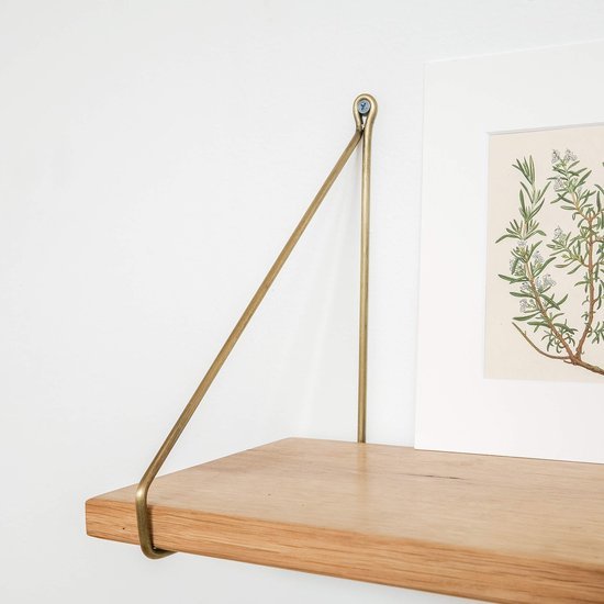 Unyqoos® Stijlvol zwevend wandrek van eikenhout met zilveren metalen dragers