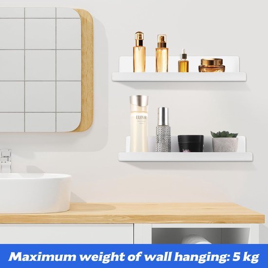 550x550-29534.jpg Unyqoos® Set van twee zwevende witte wandrekken voor veelzijdige opbergruimte