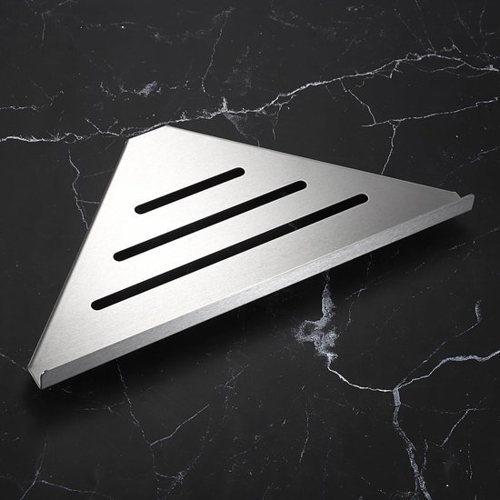 Unyqoos® Roestvrijstalen Hoekdoucherek Wandplank Driehoekige Opberger voor Badkamer en Keuken 30 cm Zilver