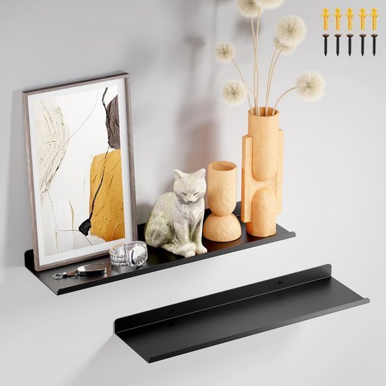 550x550-29582.jpg Unyqoos® Zwarte metalen wandrekken set van 2 voor decoratieve en praktische opbergruimte