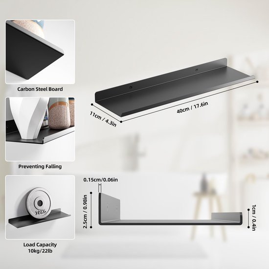 550x550-29586.jpg Unyqoos® Zwarte metalen wandrekken set van 2 voor decoratieve en praktische opbergruimte