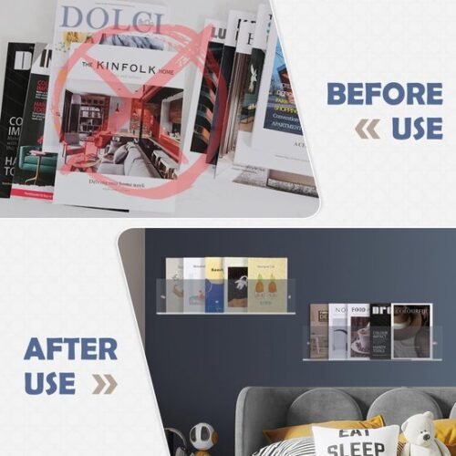 550x550-29587.jpg Unyqoos® Transparante acryl wandplanken voor tijdschriften en boeken 60 cm set van 2