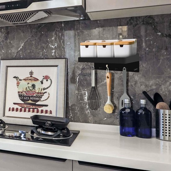 550x550-29625.jpg Unyqoos® Ruim en stevig zwart metalen sleutelrek met plank voor multifunctioneel gebruik