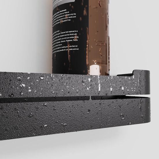 Unyqoos® Zwart metalen wandrek met plank voor badkamer en keuken opbergruimte
