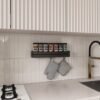 Unyqoos® Zwart metalen wandrek met plank voor badkamer en keuken opbergruimte
