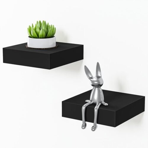 Unyqoos® Zwarte zwevende wandplanken voor decoratie en functionele opslag