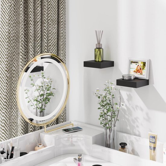 Unyqoos® Zwarte zwevende wandplanken voor decoratie en functionele opslag