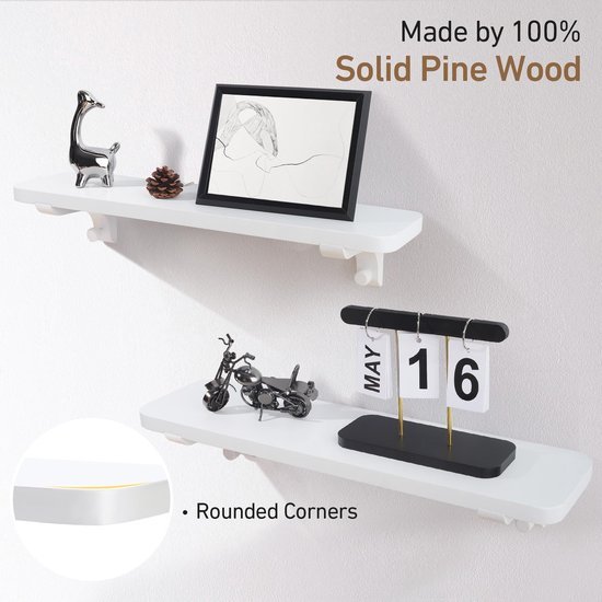 550x550-29736.jpg Unyqoos® Set van twee witte zwevende wandplanken van massief grenenhout voor diverse ruimtes