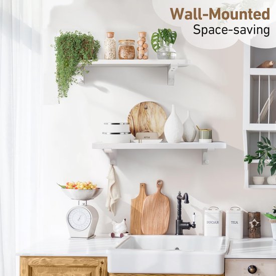 550x550-29737.jpg Unyqoos® Set van twee witte zwevende wandplanken van massief grenenhout voor diverse ruimtes
