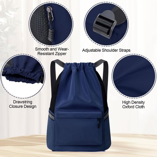 Unyqoos® Veelzijdige Waterdichte Rugzak met Trekkoordsluiting en Reflecterende Strepen voor Sport en Reis