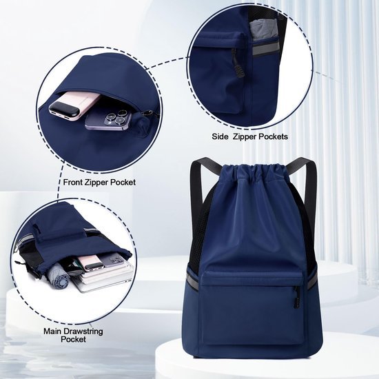 Unyqoos® Veelzijdige Waterdichte Rugzak met Trekkoordsluiting en Reflecterende Strepen voor Sport en Reis