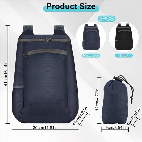 Unyqoos® Ultralichte en opvouwbare rugzak set voor outdoor, reizen en dagelijks gebruik