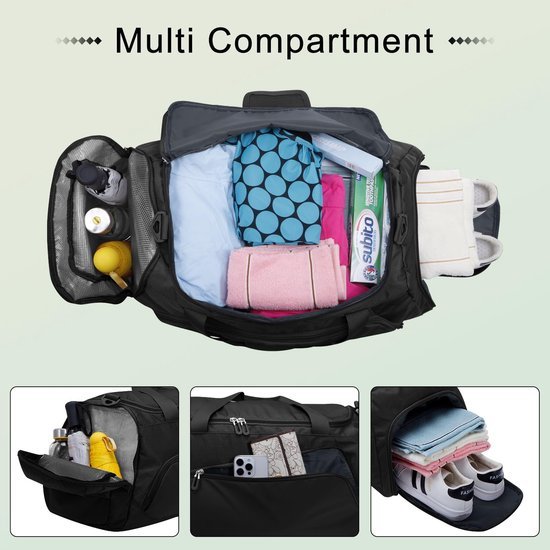 Unyqoos ® Ruime en Veelzijdige Sport- en Reistas met Schoenenvak en Nat Vak voor Alle Activiteiten