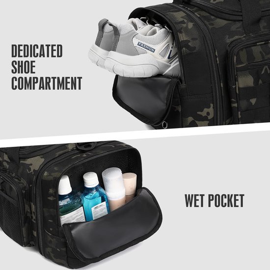 Unyqoos® Uitbreidbare sport- en reistas met schoenenvak en rugzakfunctie