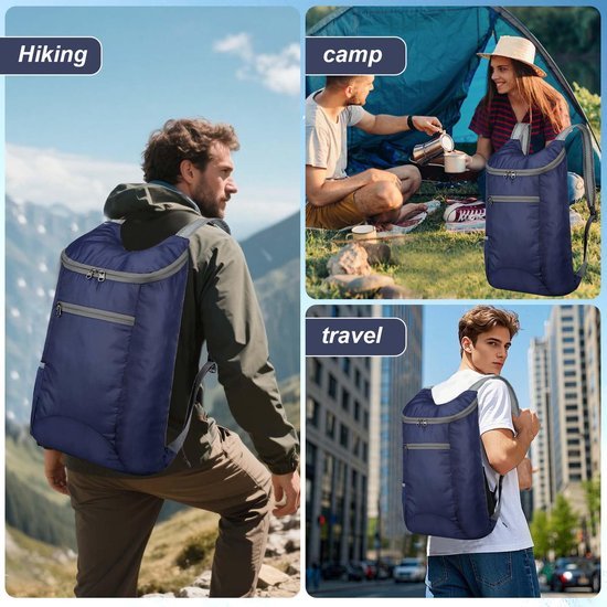 Unyqoos® Ultralichte opvouwbare rugzak voor reizen, wandelen en dagelijks gebruik