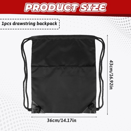 Unyqoos® Waterafstotende Sporttas met Kordel en Grote Capaciteit voor Jongens en Meisjes, 36 x 43 cm