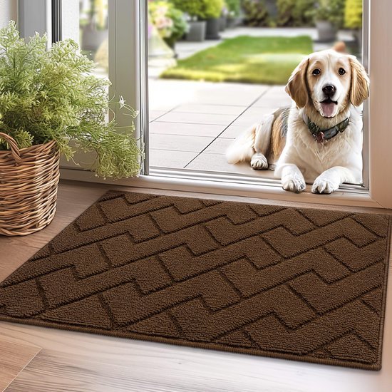 Unyqoos ® Donkerbruine Wasbare Antislip Deurmat voor Binnen en Buiten, 50 x 80 cm