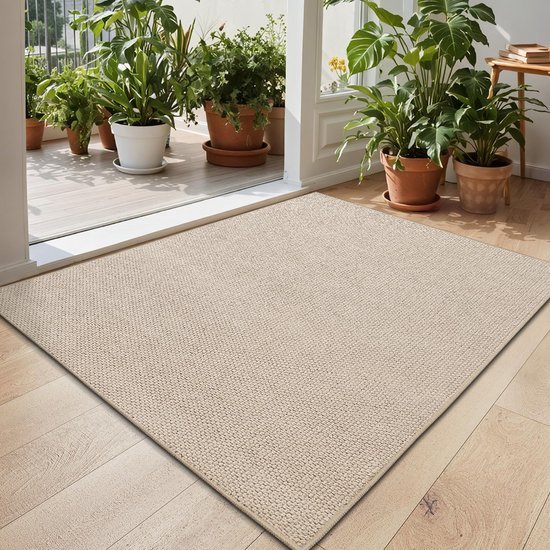 Unyqoos ® Hoogwaardige Absorberende Deurmat voor Binnen en Buiten, Wasbaar en Antislip, 44 x 76 cm, Beige