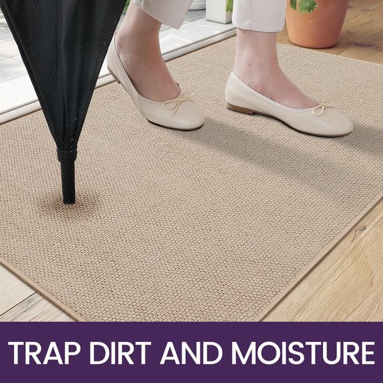 Unyqoos ® Hoogwaardige Absorberende Deurmat voor Binnen en Buiten, Wasbaar en Antislip, 44 x 76 cm, Beige