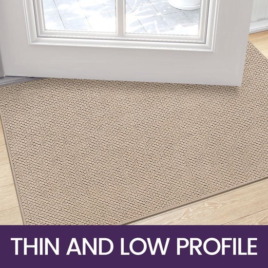 Unyqoos ® Hoogwaardige Absorberende Deurmat voor Binnen en Buiten, Wasbaar en Antislip, 44 x 76 cm, Beige