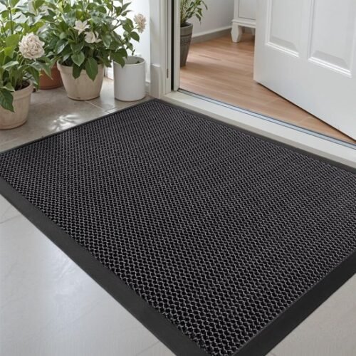 Unyqoos® Extreem Antislip Buiten Deurmat met Efficiënte Vuilopvang in Donkergrijze Tinten