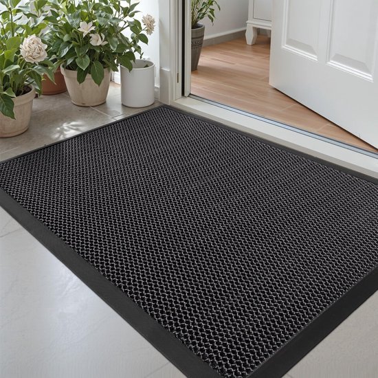 Unyqoos® Extreem Antislip Buiten Deurmat met Efficiënte Vuilopvang in Donkergrijze Tinten