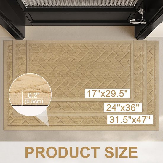 Unyqoos ® Absorberende Antislip Deurmat voor Binnen en Buiten, Vuilvang en Wasbaar, 43 x 75 cm, Kaki