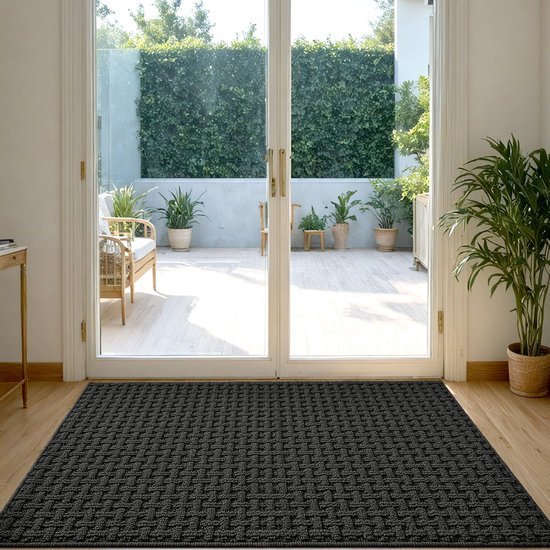 Unyqoos® Antislip Absorberende Schoonloopmat voor Binnen en Buiten, 44 x 76 cm, Grijs