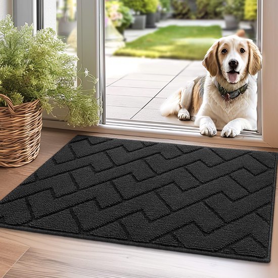 Unyqoos ® Veelzijdige Antislip Deurmat voor Binnen en Buiten, Donkergrijs, Wasbaar, 50 x 80 cm, Vuilafstotend