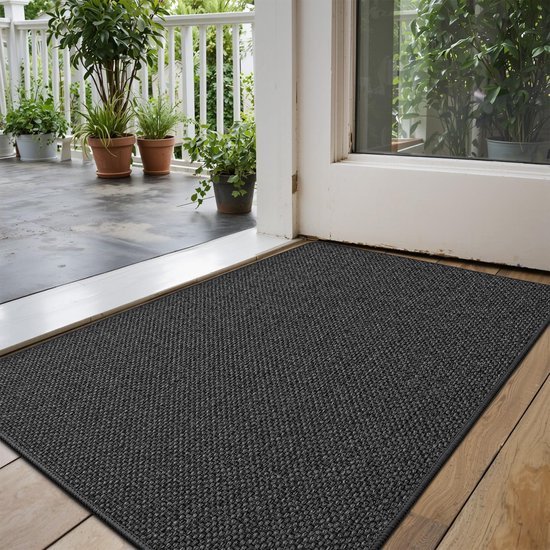 Unyqoos® Stijlvolle en Functionele Antislip Deurmat voor Binnen, 60 x 90 cm, Donkergrijs, Wasbaar en Slijtvast