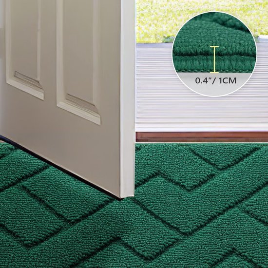 Unyqoos® Wasbare Antislip Deurmat voor Binnen en Buiten, Vuilafstotend, Absorberend, 50 x 80 cm, Groen