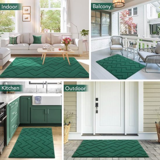 Unyqoos® Wasbare Antislip Deurmat voor Binnen en Buiten, Vuilafstotend, Absorberend, 50 x 80 cm, Groen