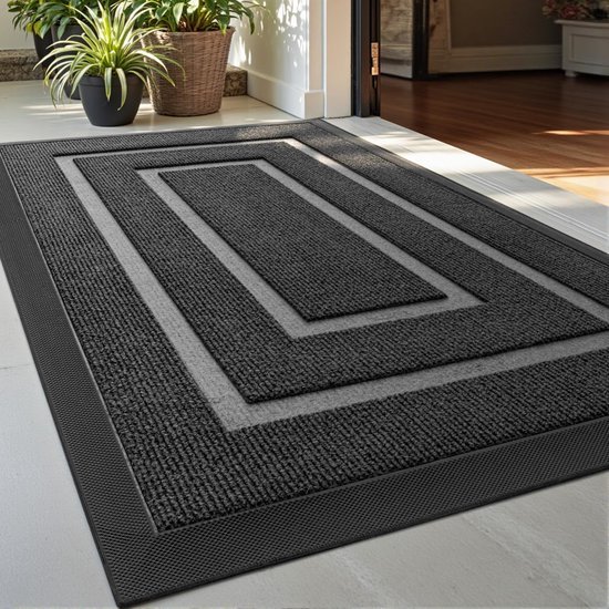 Unyqoos ® Robuuste Antislip Vuilvangmat voor Binnen- en Buitengebruik, Wasbaar, Rechthoekig, Grijs, 60 x 90 cm