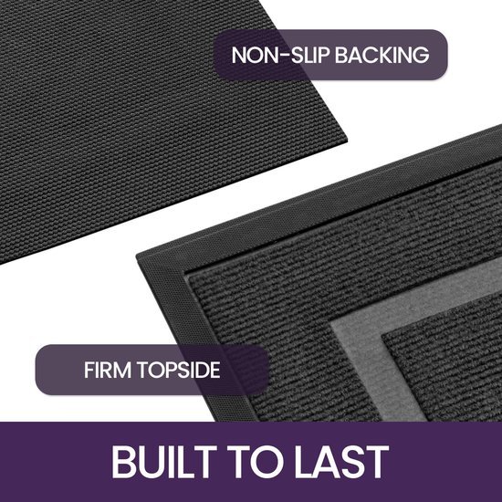 Unyqoos ® Robuuste Antislip Vuilvangmat voor Binnen- en Buitengebruik, Wasbaar, Rechthoekig, Grijs, 60 x 90 cm