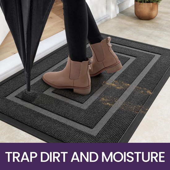 Unyqoos ® Robuuste Antislip Vuilvangmat voor Binnen- en Buitengebruik, Wasbaar, Rechthoekig, Grijs, 60 x 90 cm