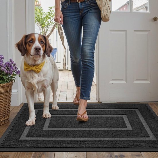 Unyqoos ® Robuuste Antislip Vuilvangmat voor Binnen- en Buitengebruik, Wasbaar, Rechthoekig, Grijs, 60 x 90 cm