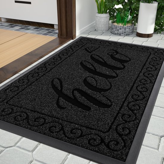 Unyqoos® Weerbestendige en Wasbare Antislip Deurmat voor Buiten en Binnen 75 x 43 cm Zwart