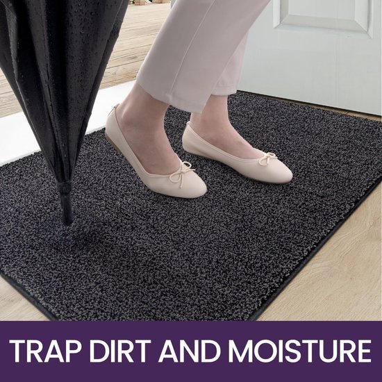 Unyqoos ® Uiterst Absorberende Antislip Deurmat voor Binnen en Buiten in Zwart-Grijs, 80 x 120 cm