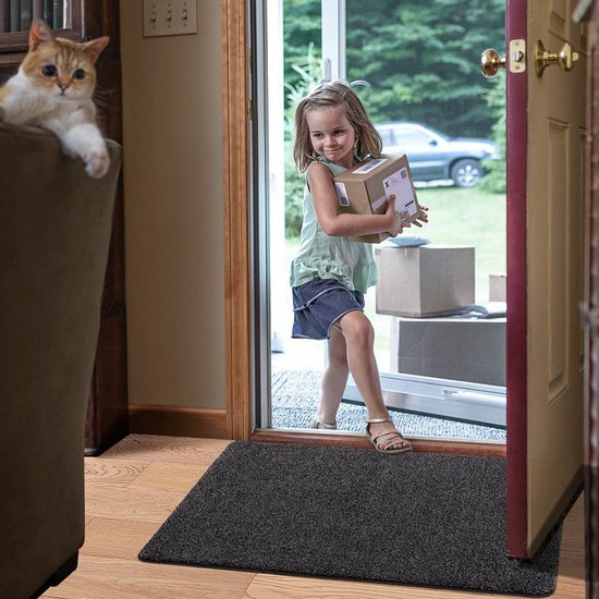 Unyqoos ® Uiterst Absorberende Antislip Deurmat voor Binnen en Buiten in Zwart-Grijs, 80 x 120 cm