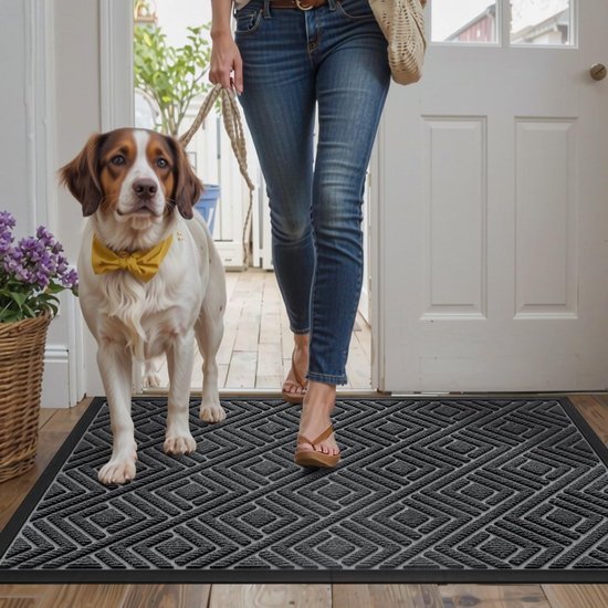 Unyqoos ® Grijze Antislip Vuilvangmat voor Binnen en Buiten, 60 x 90 cm, Eenvoudig Onderhoud