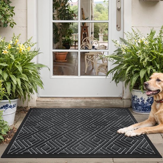 Unyqoos ® Grijze Antislip Vuilvangmat voor Binnen en Buiten, 60 x 90 cm, Eenvoudig Onderhoud