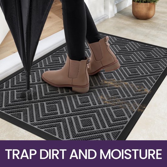 Unyqoos ® Grijze Antislip Vuilvangmat voor Binnen en Buiten, 60 x 90 cm, Eenvoudig Onderhoud
