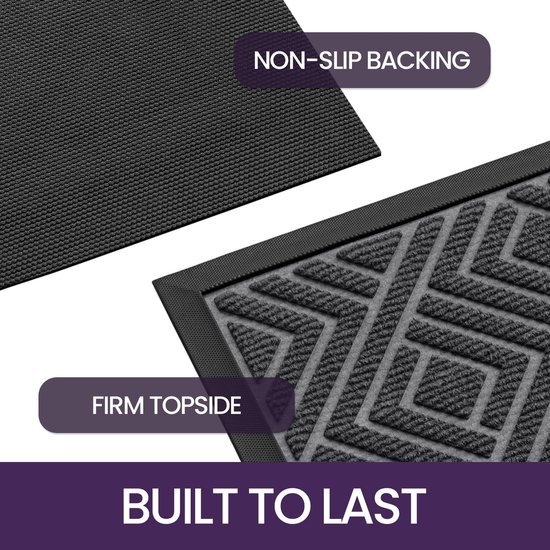 Unyqoos ® Grijze Antislip Vuilvangmat voor Binnen en Buiten, 60 x 90 cm, Eenvoudig Onderhoud