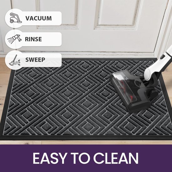 Unyqoos ® Grijze Antislip Vuilvangmat voor Binnen en Buiten, 60 x 90 cm, Eenvoudig Onderhoud