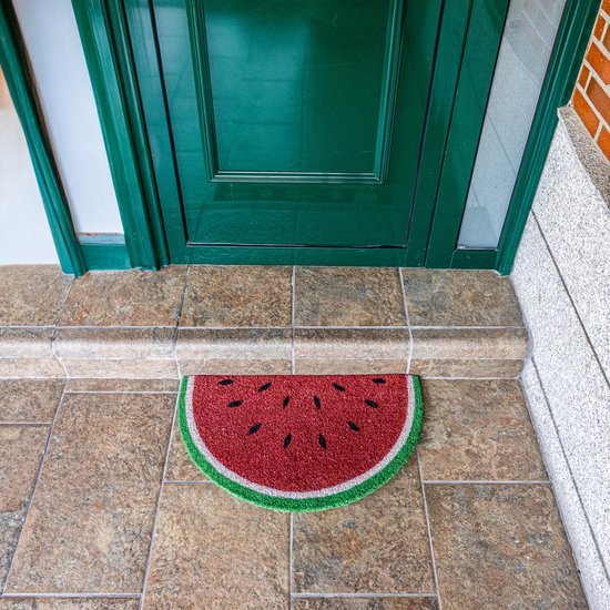 Unyqoos® Unieke Halfronde Deurmat van Kokosvezel met Watermeloenmotief voor Buiten