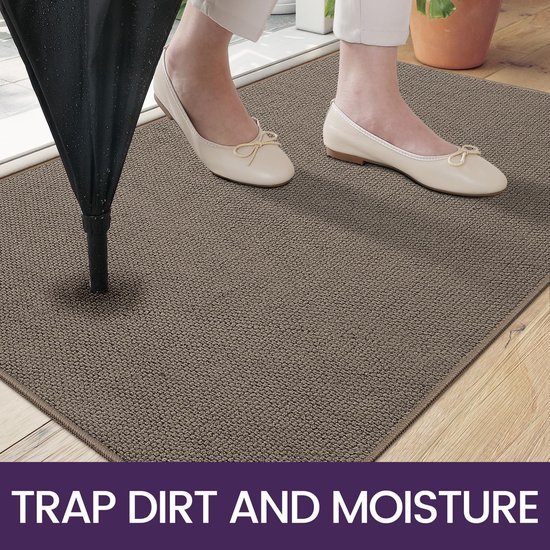 Unyqoos ® Absorberende en Antislip Deurmat voor Binnen en Buiten, 44 x 76 cm, Bruin